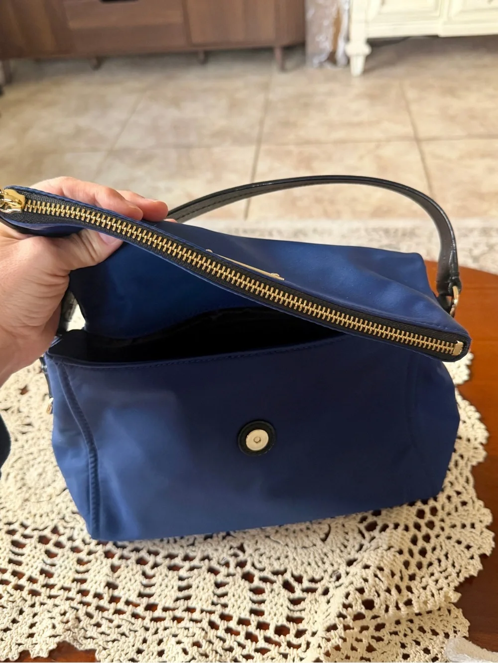 kate spade Royal Blue Shoulder Bag with Gold Accents